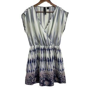 Petticoat Alley Womens Blue Tie Dye Elastic Waist Vneck Surplus Dress Large